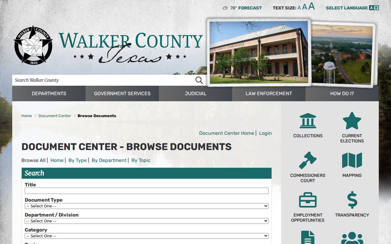 Walker County official docket document listing