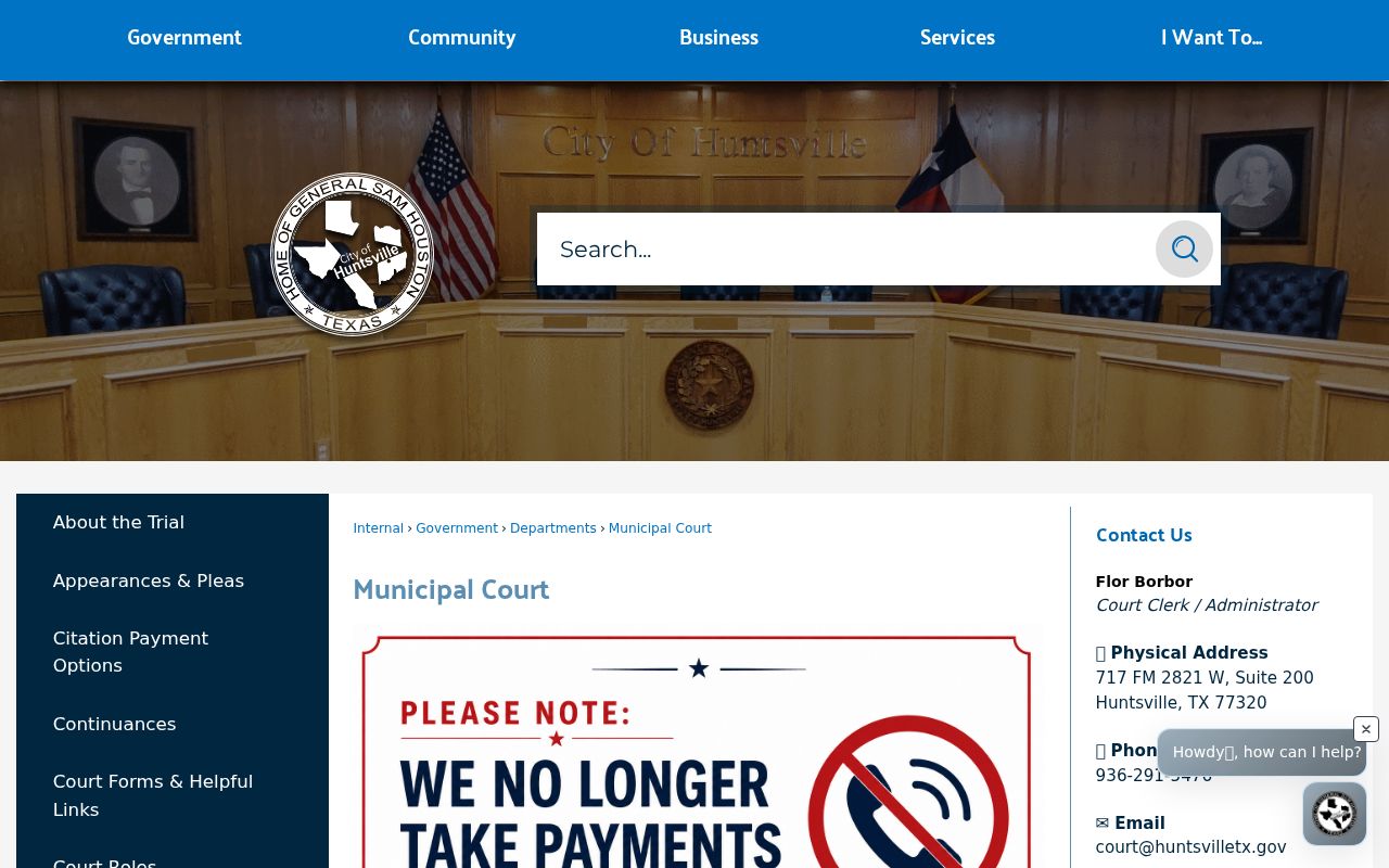 Huntsville Municipal Court official information page